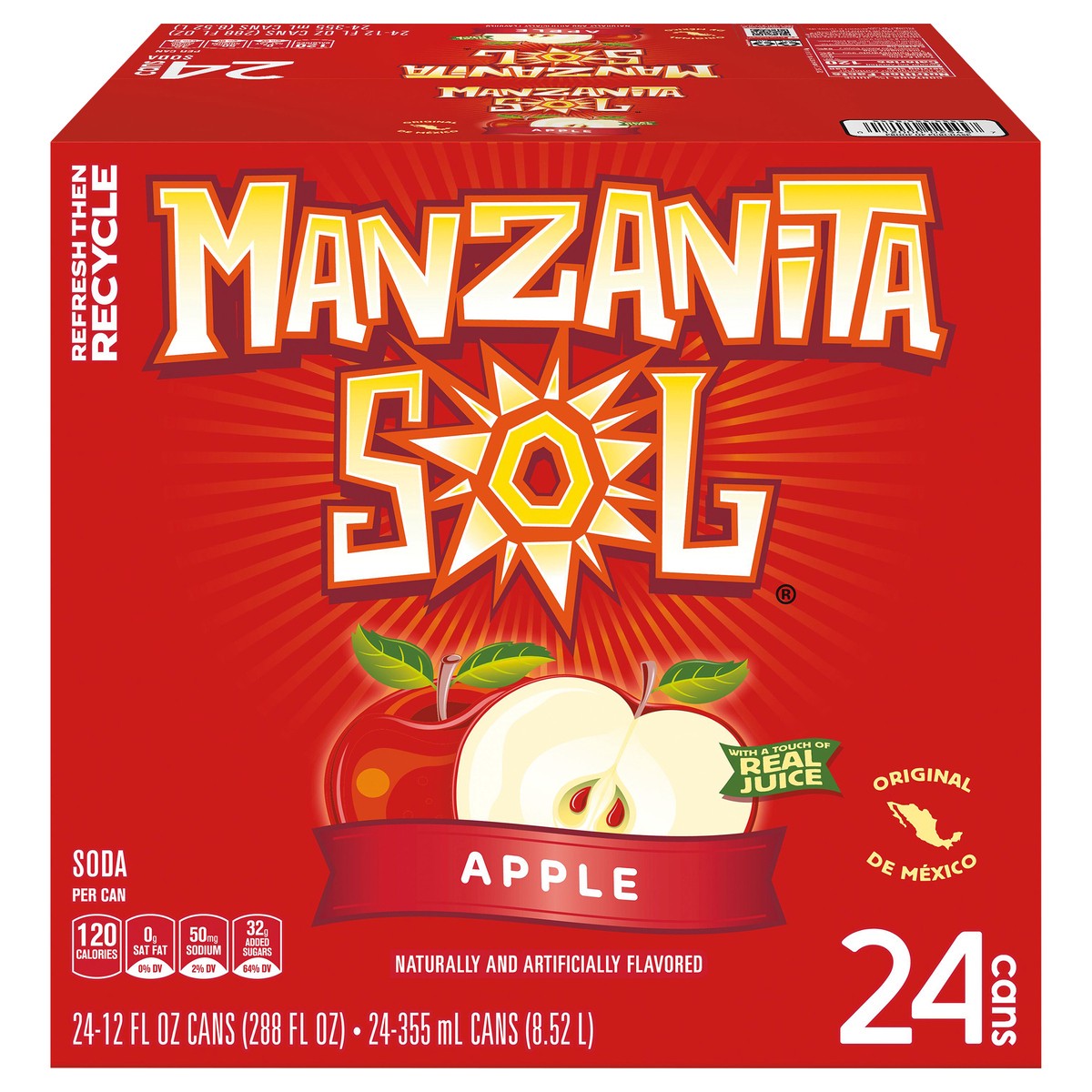 slide 1 of 6, Manzanita Sol Soda Apple Naturally & Artificially Flavored - 24 ct, 24 ct; 12 oz