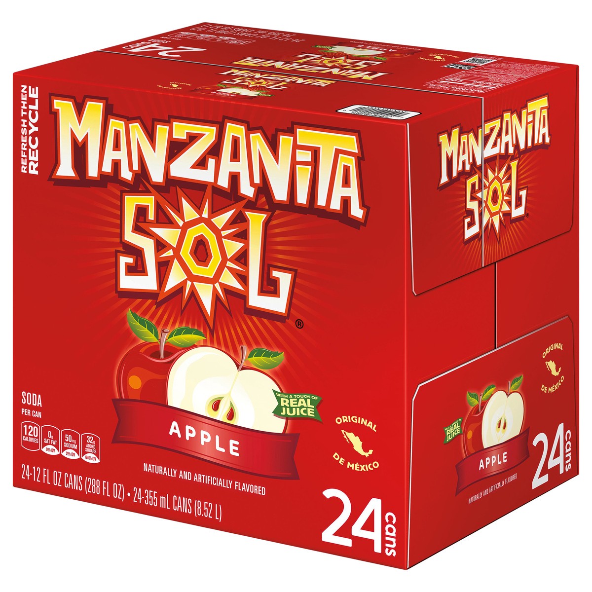 slide 5 of 6, Manzanita Sol Soda Apple Naturally & Artificially Flavored - 24 ct, 24 ct; 12 oz