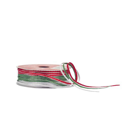 slide 1 of 3, 1/8" X 36ft. Green, Red & White Trim Ribbons By Celebrate It, 1/8 in x 36 ft