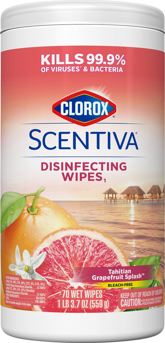 slide 8 of 8, Scentiva Disinfecting Tahitian Grapefruit Splash Wipes 70 ea, 70 ct
