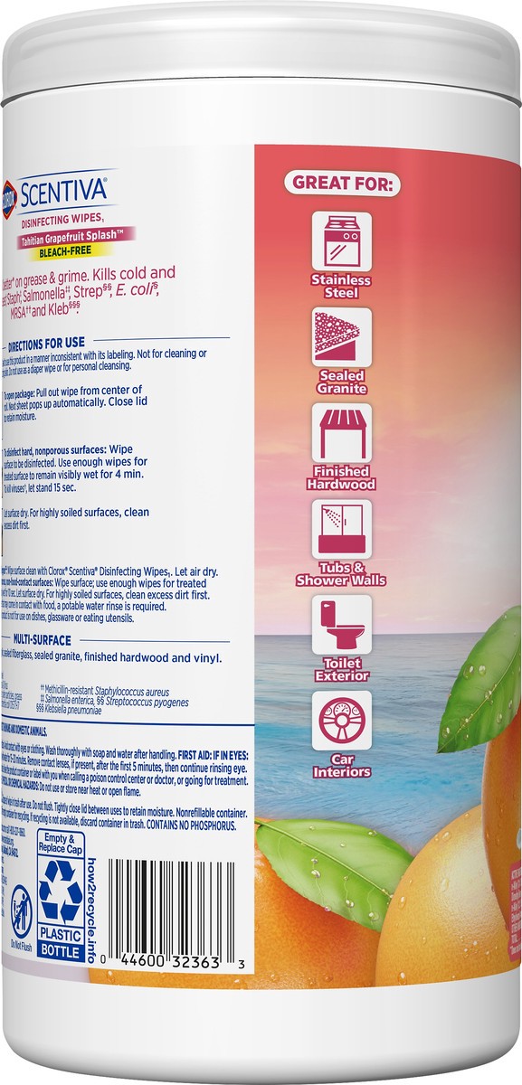 slide 2 of 8, Scentiva Disinfecting Tahitian Grapefruit Splash Wipes 70 ea, 70 ct