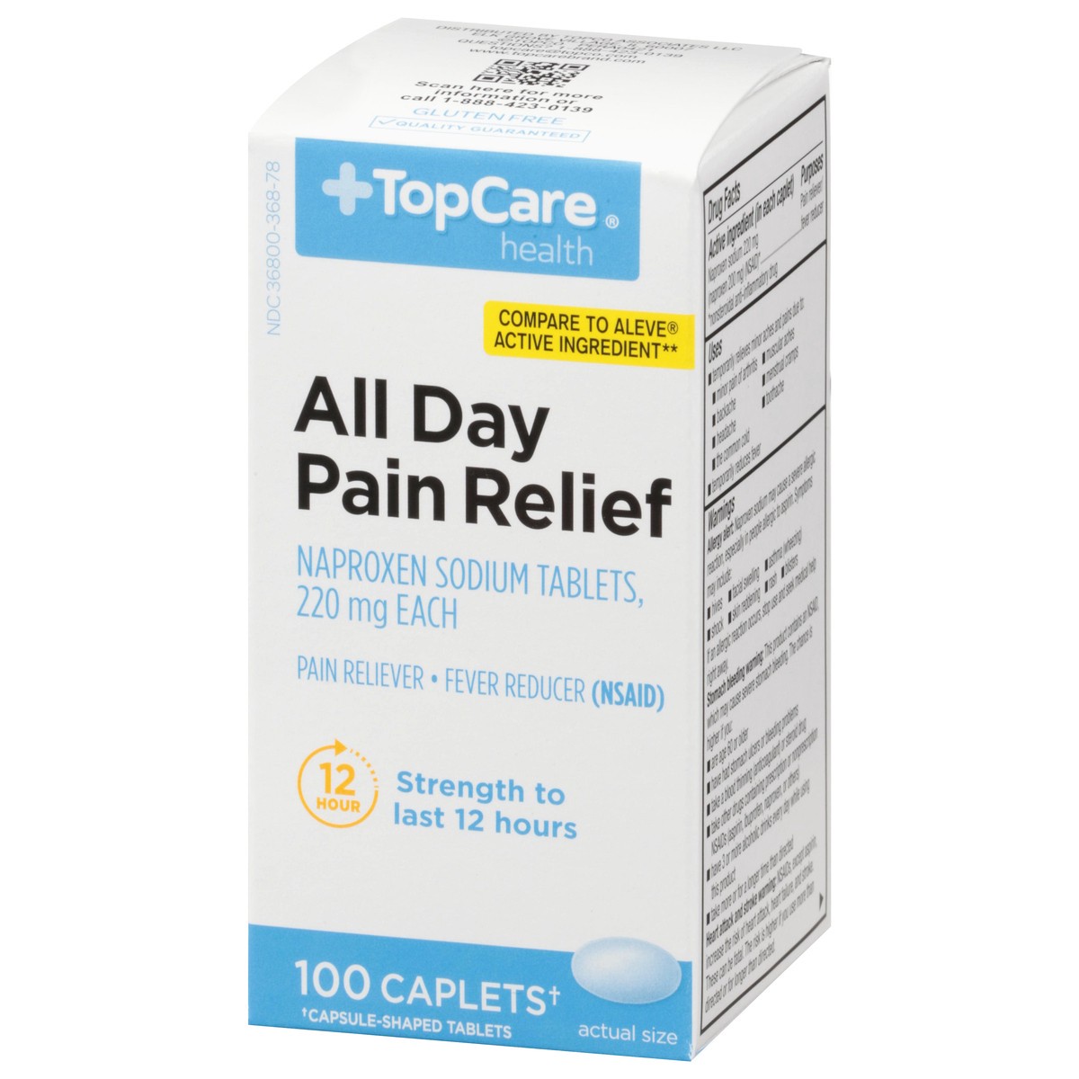 slide 2 of 9, Topcare Pain Relief All Day Casules, 100 ct; 220 mg