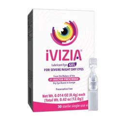 iVIZIA Lubricant Eye Gel for Severe and Nighttime Dry Eye Relief, Preservative-Free, Moisturizing, 30 Sterile Single-Use Vials Packaging May Vary
