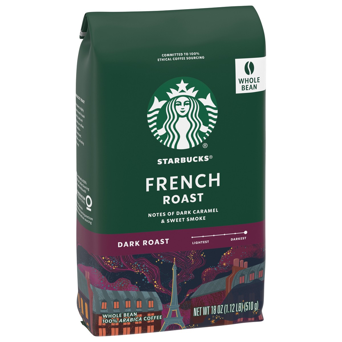 slide 3 of 13, Starbucks Whole Bean Coffee, Dark Roast Coffee, French Roast, 100% Arabica, 1 bag (18 oz), 18 oz