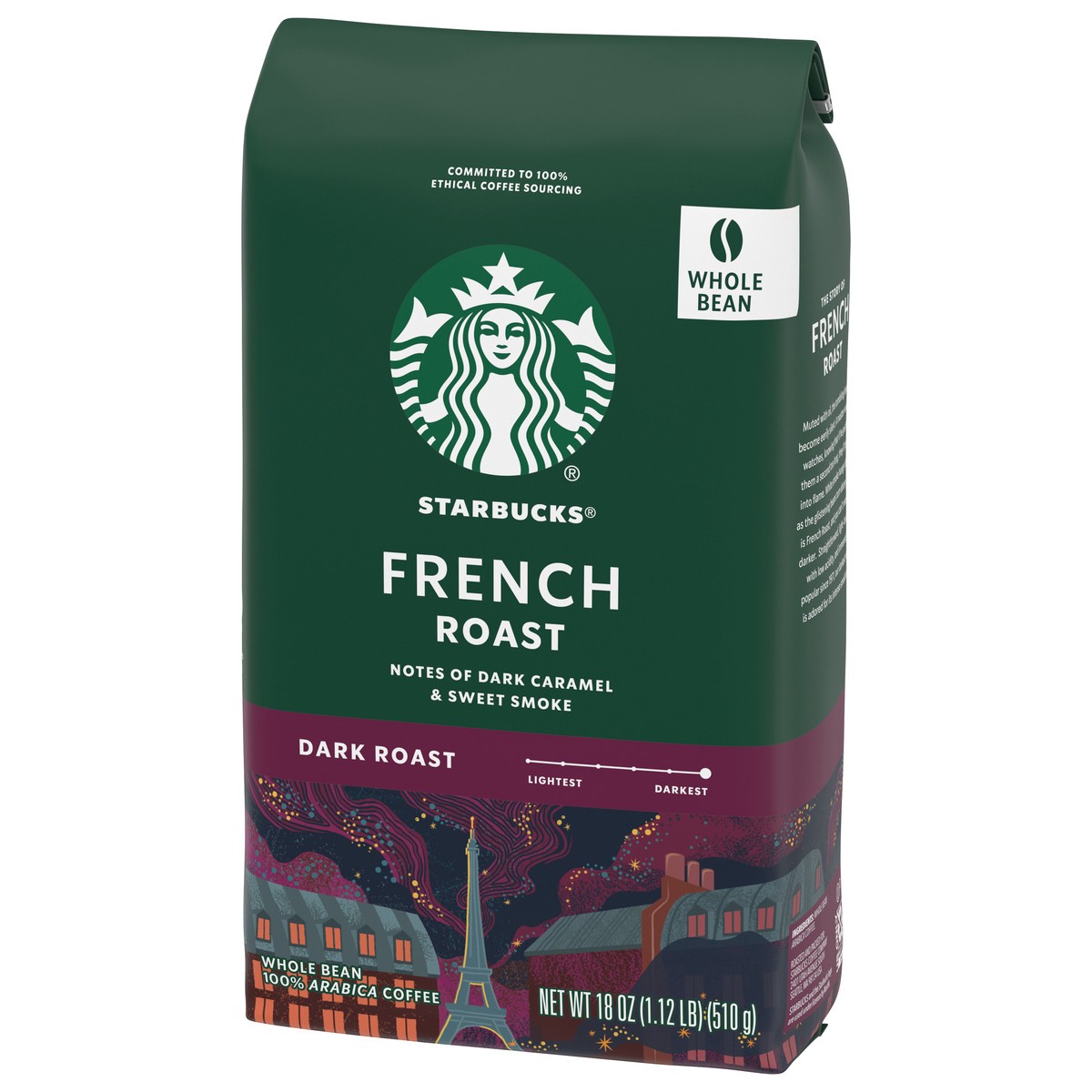 slide 9 of 13, Starbucks Whole Bean Coffee, Dark Roast Coffee, French Roast, 100% Arabica, 1 bag (18 oz), 18 oz