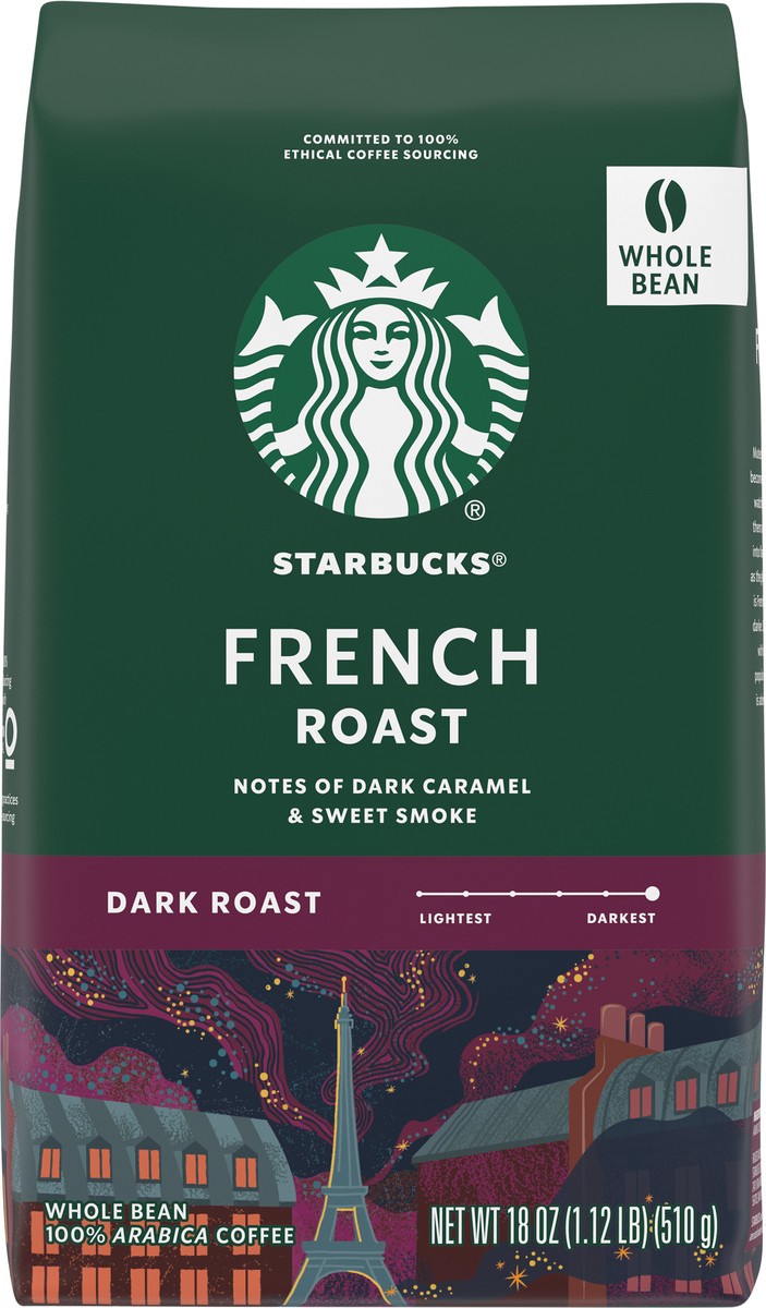 slide 13 of 13, Starbucks Whole Bean Coffee, Dark Roast Coffee, French Roast, 100% Arabica, 1 bag (18 oz), 18 oz