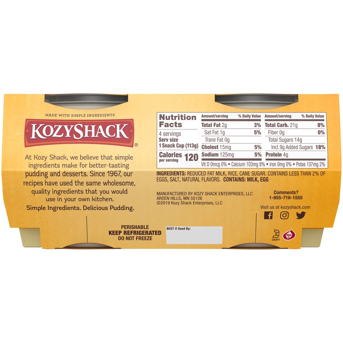 slide 5 of 9, Kozyshack Kozy Shack Original Recipe Rice Pudding 4-4 oz. Cups, 16 oz