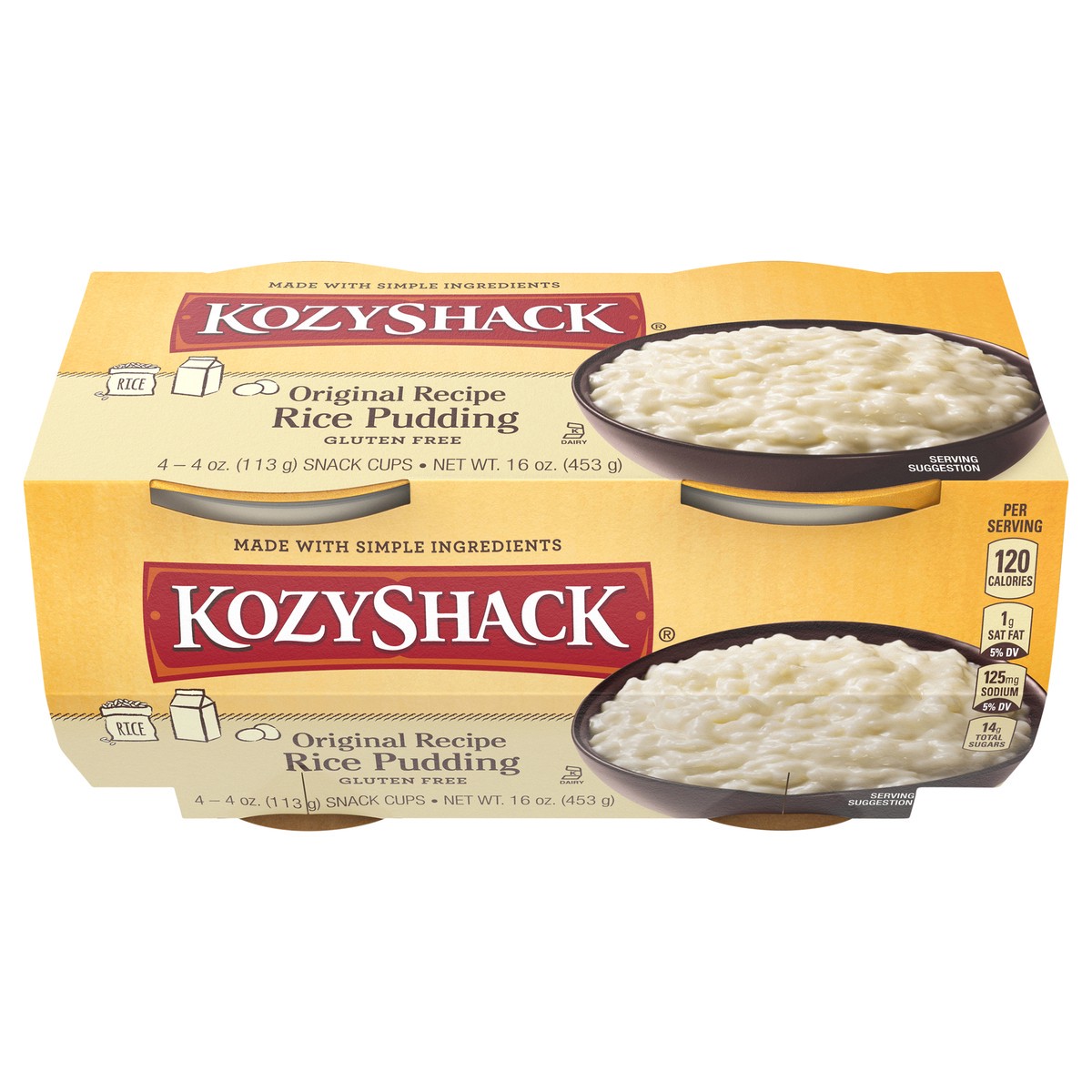 slide 1 of 9, Kozy Shack Rice Pudding, Gluten Free Dessert- 4 ct, 4 ct