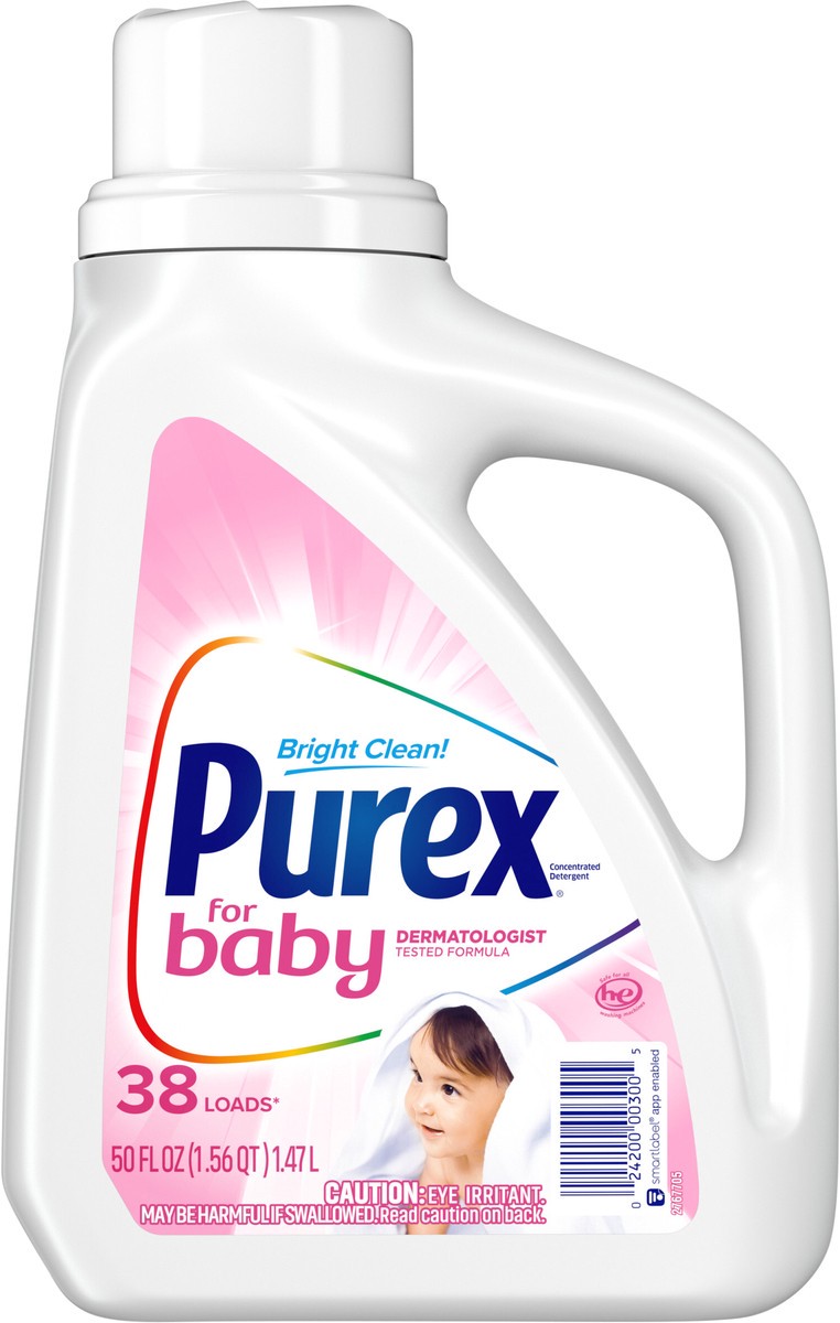 slide 2 of 3, Purex Liquid Laundry Detergent, Baby, 50 Fluid Ounces, 38 Loads, 50 fl oz