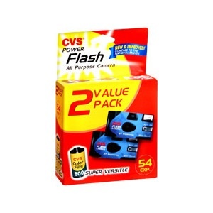 slide 1 of 1, CVS Pharmacy One-Time-Use Camera Power Flash 2-Pack 54 Exposures, 54 ct