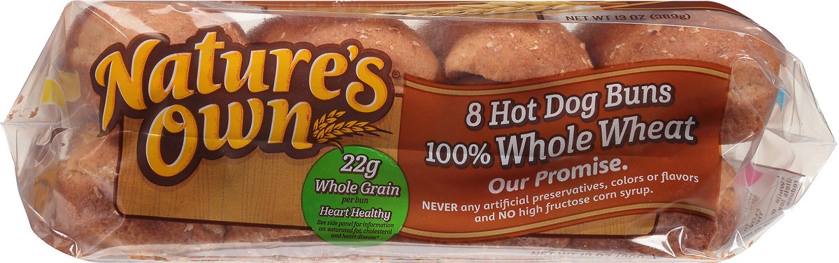 slide 4 of 7, Nature's Own 100% Whole Wheat Hot Dog Buns 8 ea, 8 ct