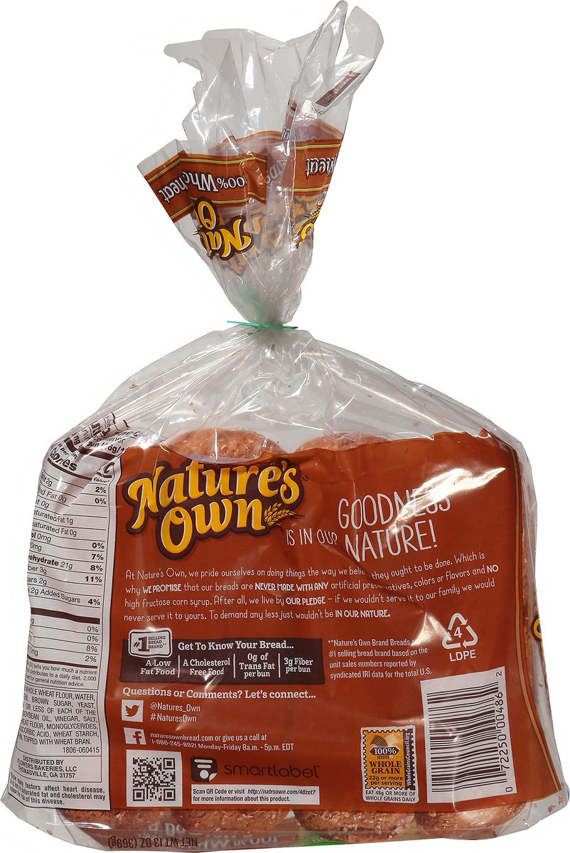 slide 5 of 7, Nature's Own 100% Whole Wheat Hot Dog Buns 8 ea, 8 ct