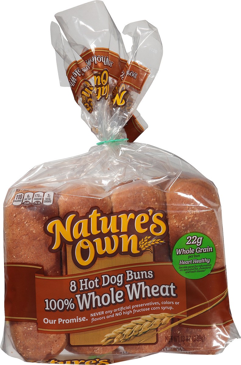 slide 6 of 7, Nature's Own 100% Whole Wheat Hot Dog Buns 8 ea, 8 ct