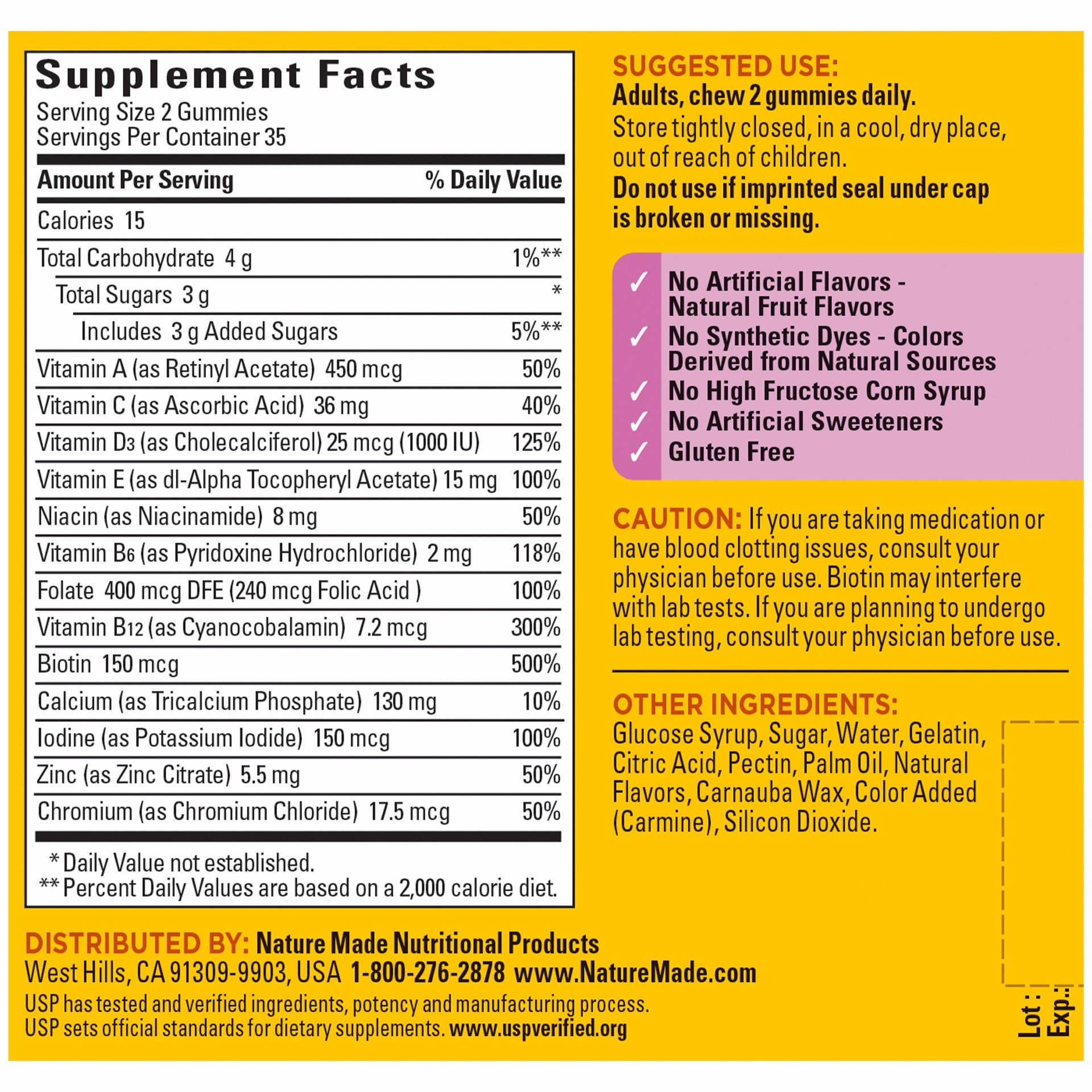 slide 6 of 8, Nature Made Multivitamin For Her, Womens Multivitamin for Daily Nutritional Support, Multivitamin for Women, 70 Gummies, 35 Day Supply, 70 ct