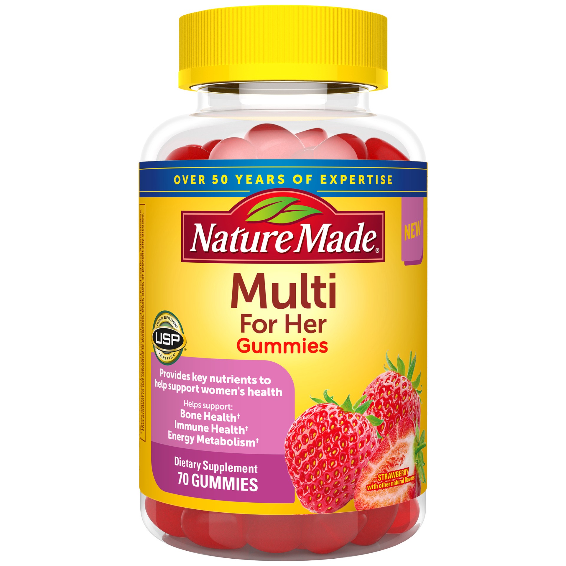 slide 1 of 8, Nature Made Multivitamin For Her, Womens Multivitamin for Daily Nutritional Support, Multivitamin for Women, 70 Gummies, 35 Day Supply, 70 ct