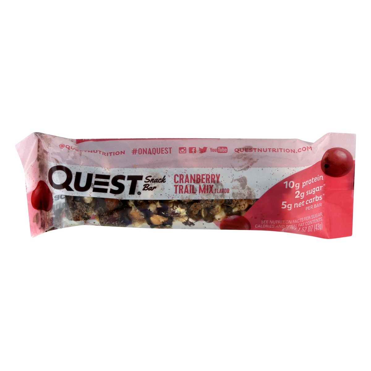 slide 1 of 10, Quest Cranberry Trail Mix Flavor Snack Bar 1.52 oz, 1 ct