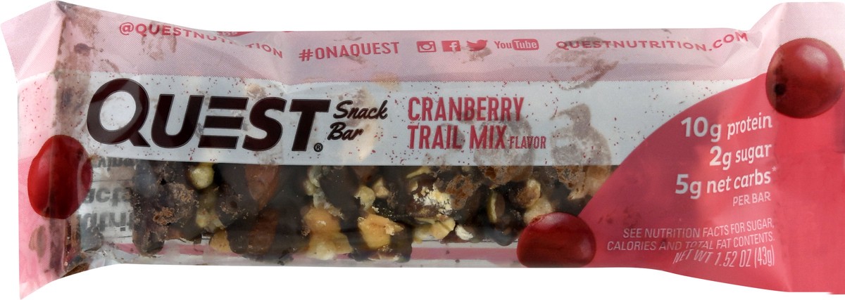 slide 1 of 10, Quest Cranberry Trail Mix Flavor Snack Bar 1.52 oz, 1.52 oz