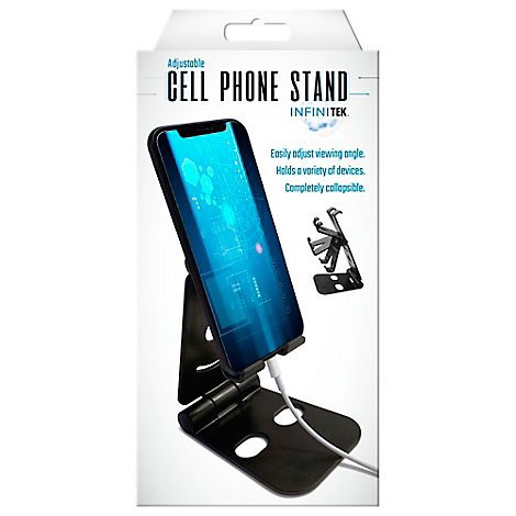 slide 1 of 1, Adjustable Cell Phone Stand Black, 1 ct