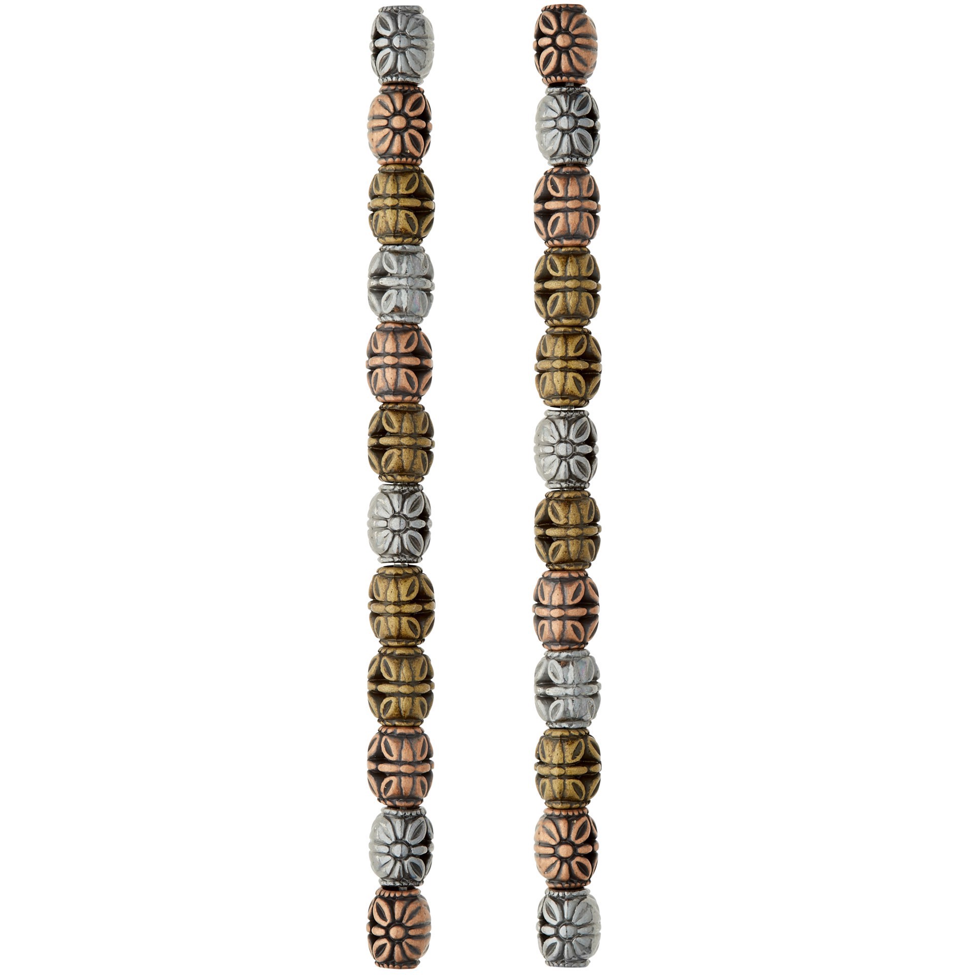 slide 2 of 3, Multicolor Metal Plated Antique Barrel Beads, 10mm By Bead Landing, 10mm