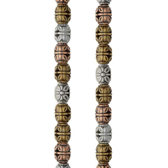 slide 1 of 3, Multicolor Metal Plated Antique Barrel Beads, 10mm By Bead Landing, 10mm