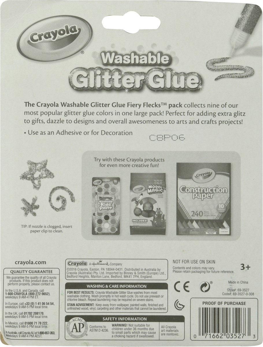 slide 5 of 9, Crayola Glitter Glue Washable, 9 ct