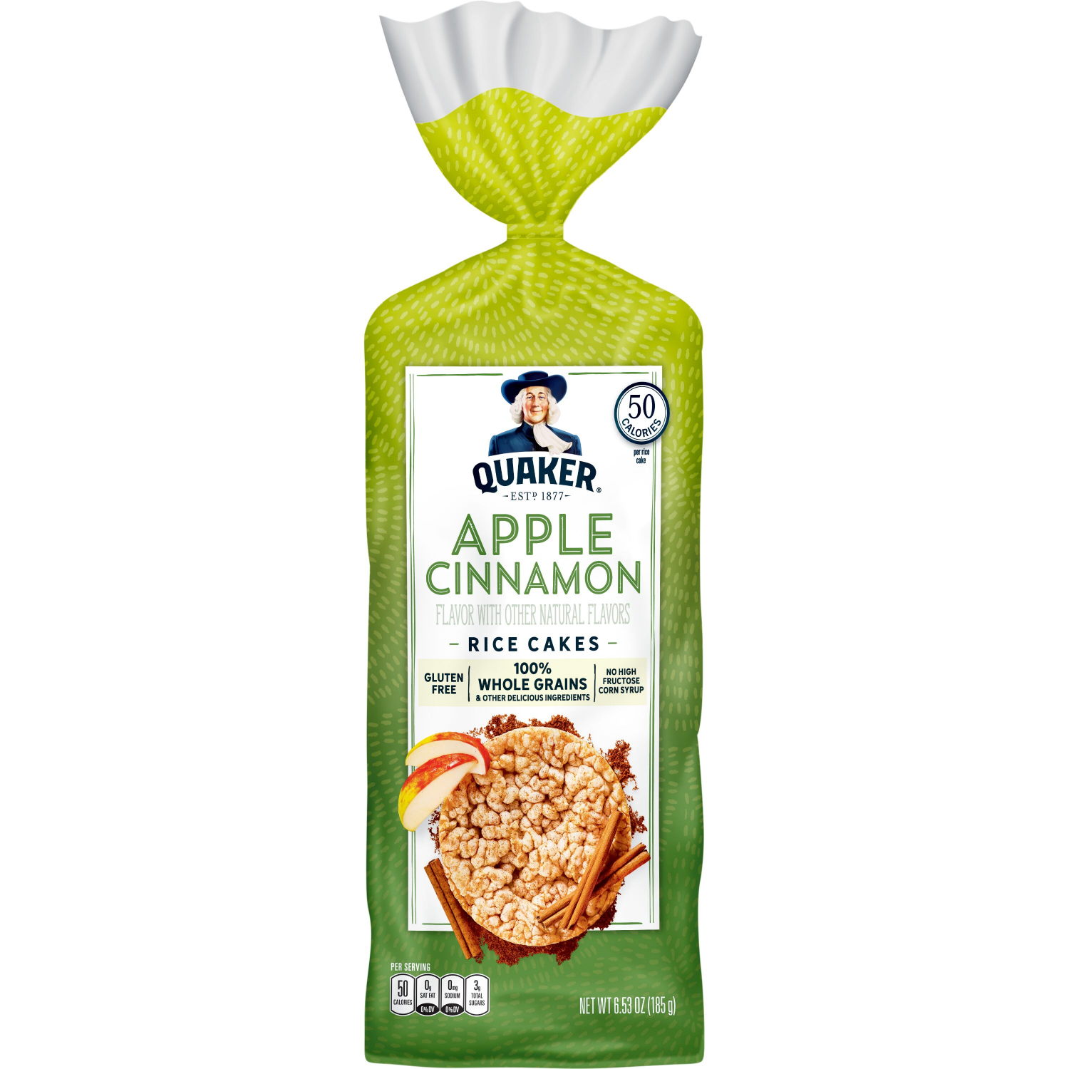 slide 1 of 2, Quaker Rice Cakes, Apple Cinnamon, 6.53 oz