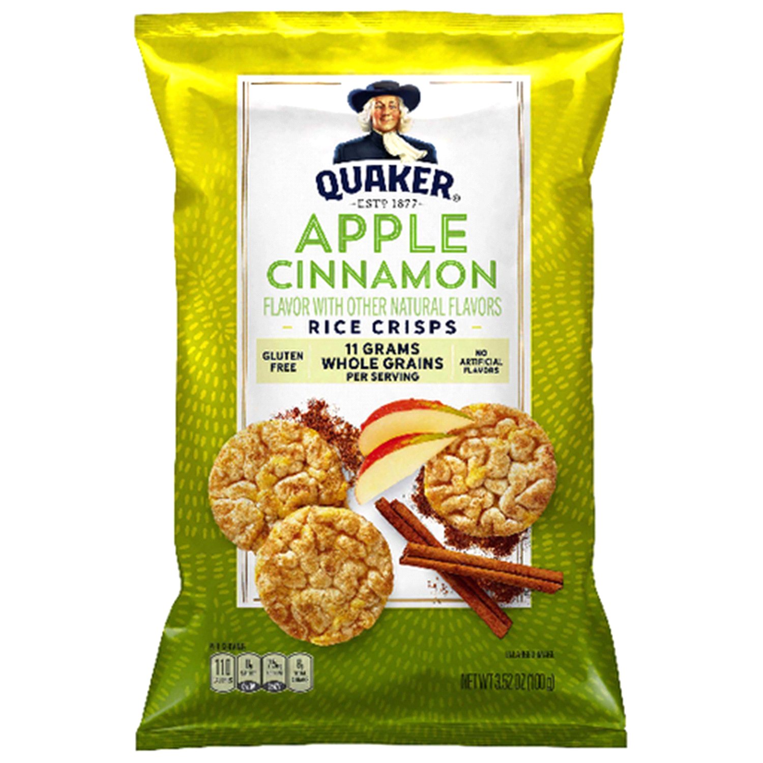 slide 1 of 1, Quaker Rice Crisps, Apple Cinnamon, 3.52 oz