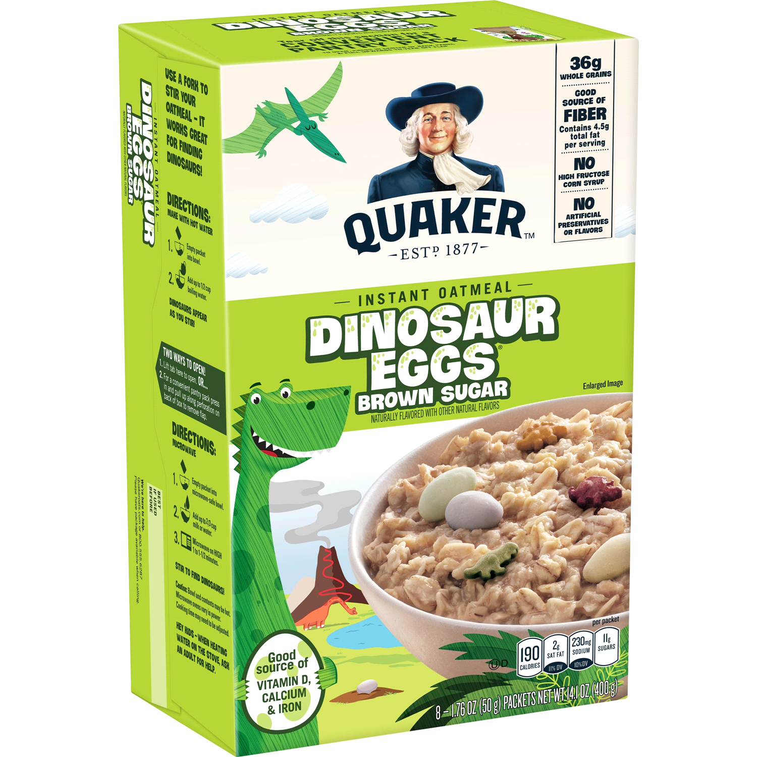 slide 4 of 4, Quaker Oatmeal, Instant, Dinosaur Egg Brown Sugar - 8 ct, 8 ct