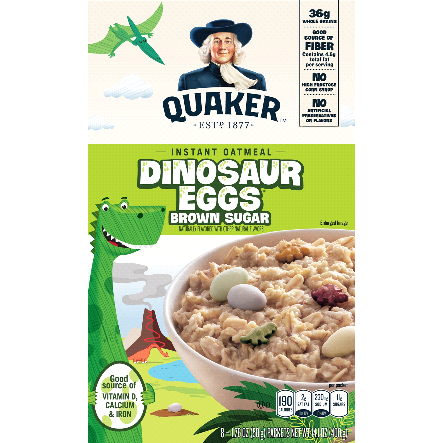 slide 1 of 4, Quaker Oatmeal, Instant, Dinosaur Egg Brown Sugar - 8 ct, 8 ct