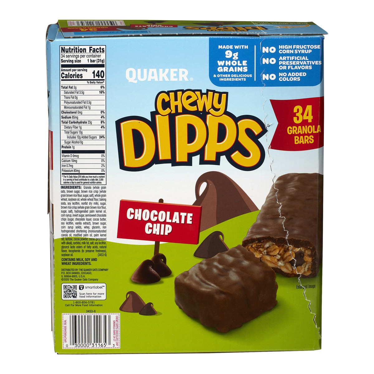 slide 2 of 2, Quaker Chocolate Chip Granola Cereal Or Fruit Bars, 34 ct