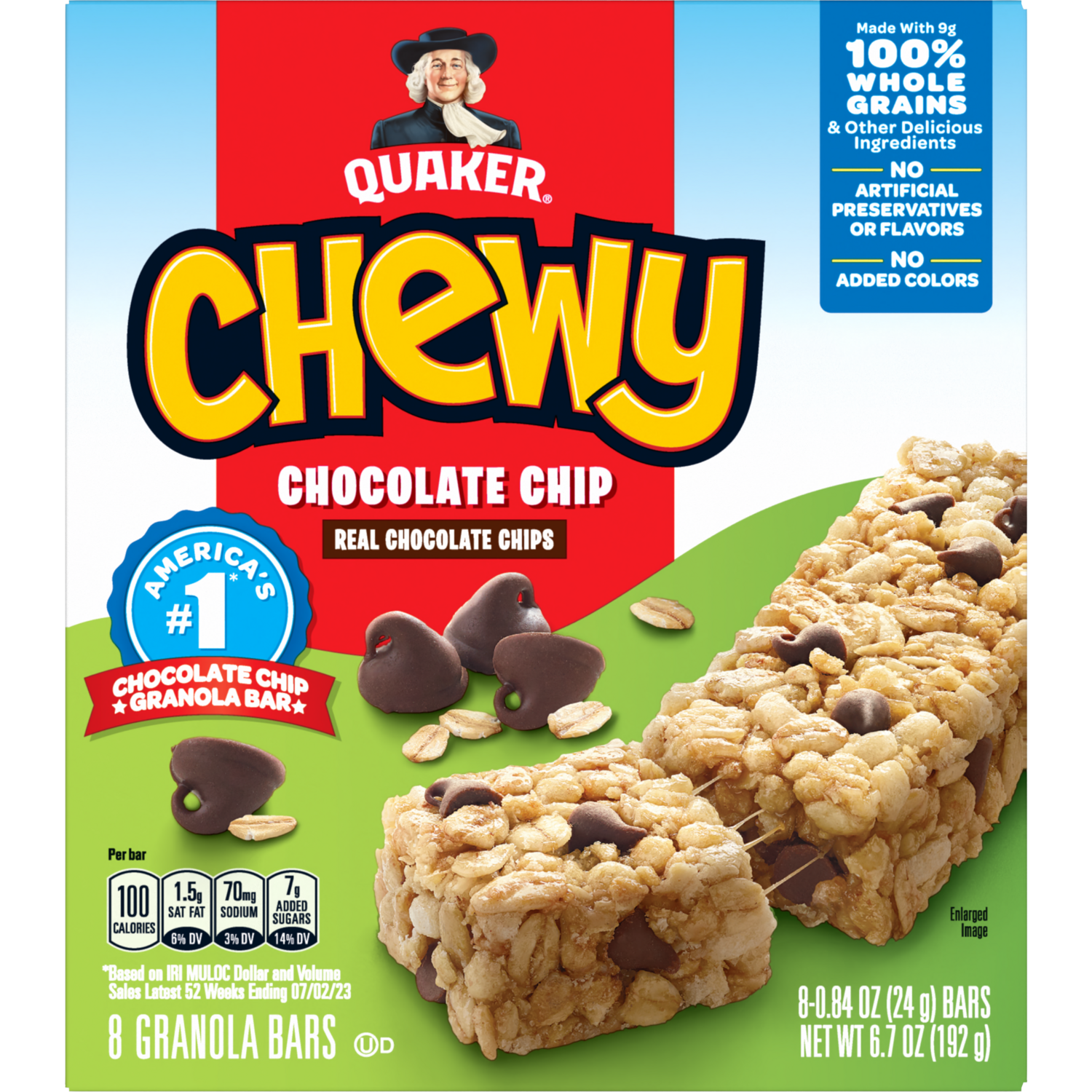 slide 1 of 2, Quaker Granola Bars, Chocolate Chip, 8 ct