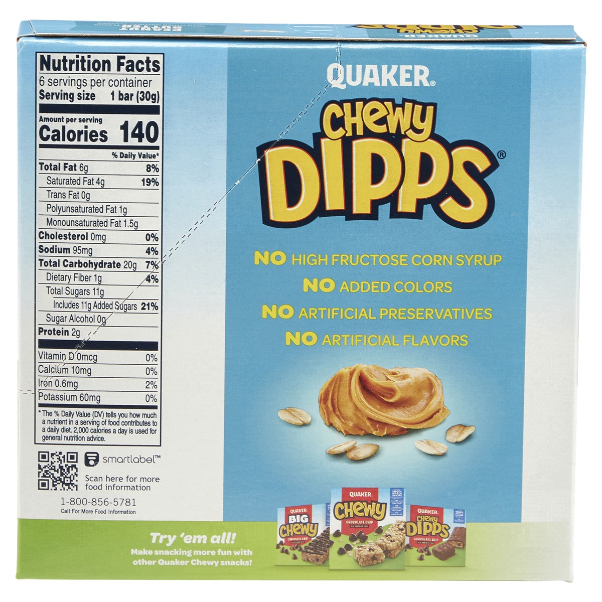 slide 2 of 3, Quaker Granola Bars, Peanut Butter, 6 ct