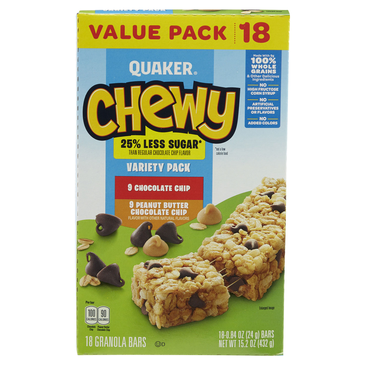 slide 1 of 1, Quaker Granola Bars, Chewy, Variety Pack, Value Pack, 18 ct