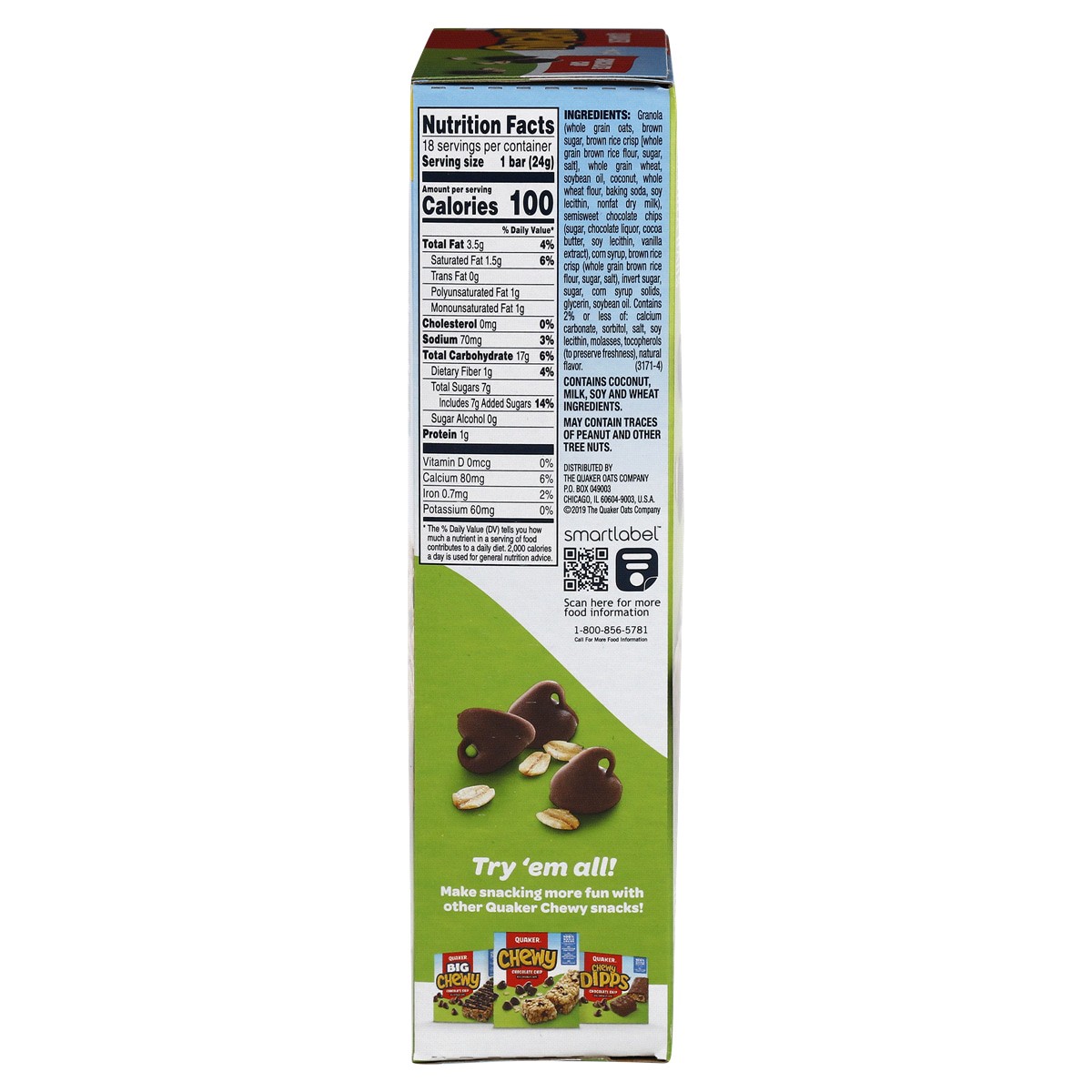 slide 2 of 2, Quaker Granola Bars, Chocolate Chip, Value Pack, 18 Pack, 18 ct