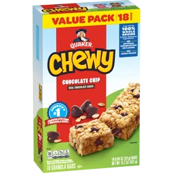 Quaker Granola Bars, Chocolate Chip, Value Pack, 18 Pack