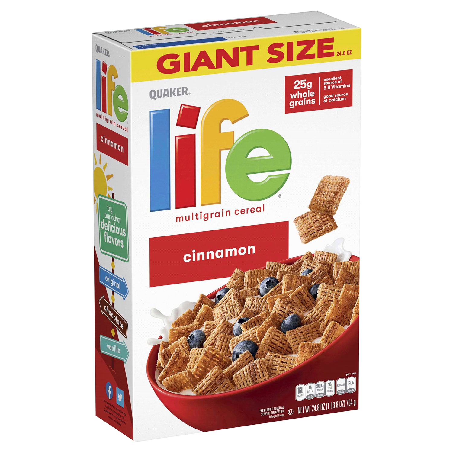 slide 4 of 4, Quaker Cereal, Multigrain, Cinnamon, Giant Size, 24.8 oz