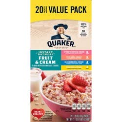 Quaker Instant Oatmeal Fruit & Cream Variety 1.05 Oz 20 Count