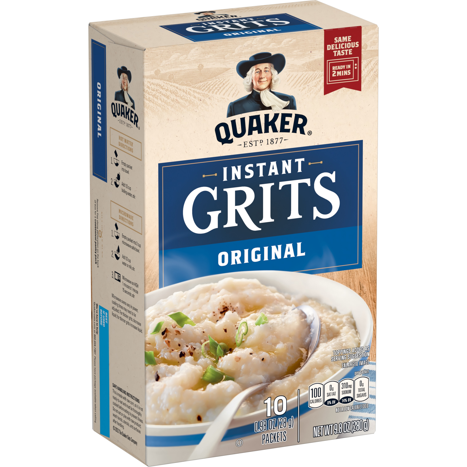 slide 5 of 5, Quaker Grits, Instant, Original, 10 ct
