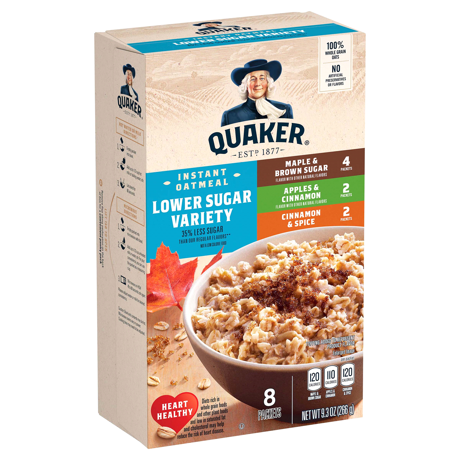 slide 1 of 3, QUAKER OATMEAL Variety Instant Oats Hot Cereal, 8 ct