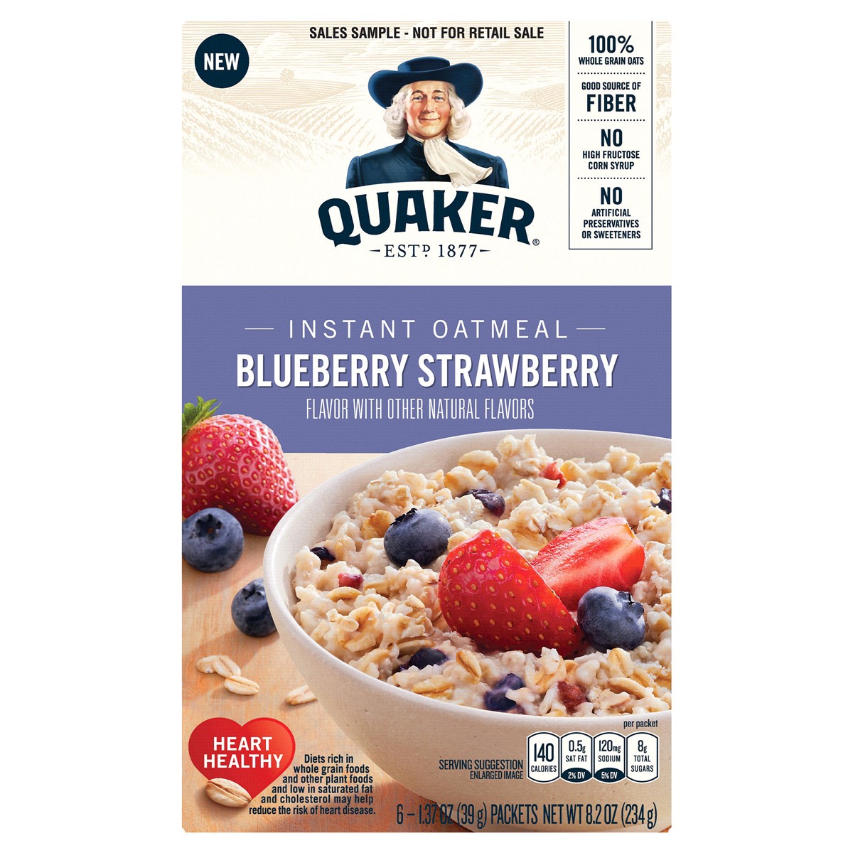 slide 1 of 3, Quaker Instant Oatmeal Blueberry Strawberry - 6 ct, 8.2 oz