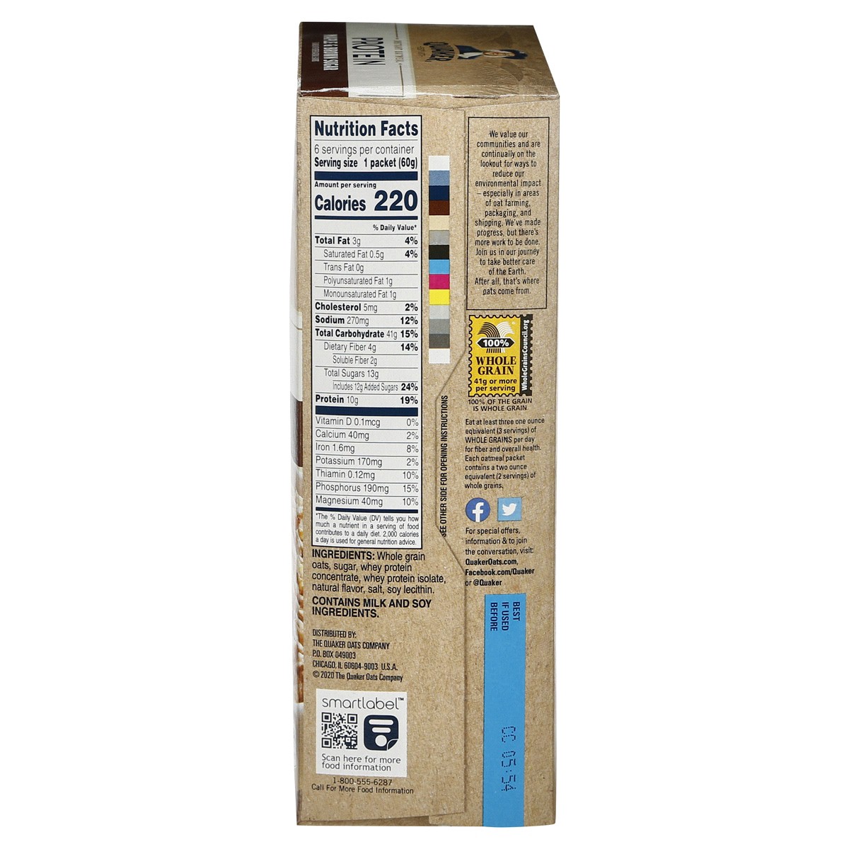 slide 2 of 2, Quaker Oatmeal, Instant, Protein, Maple & Brown Sugar, 2.11 oz