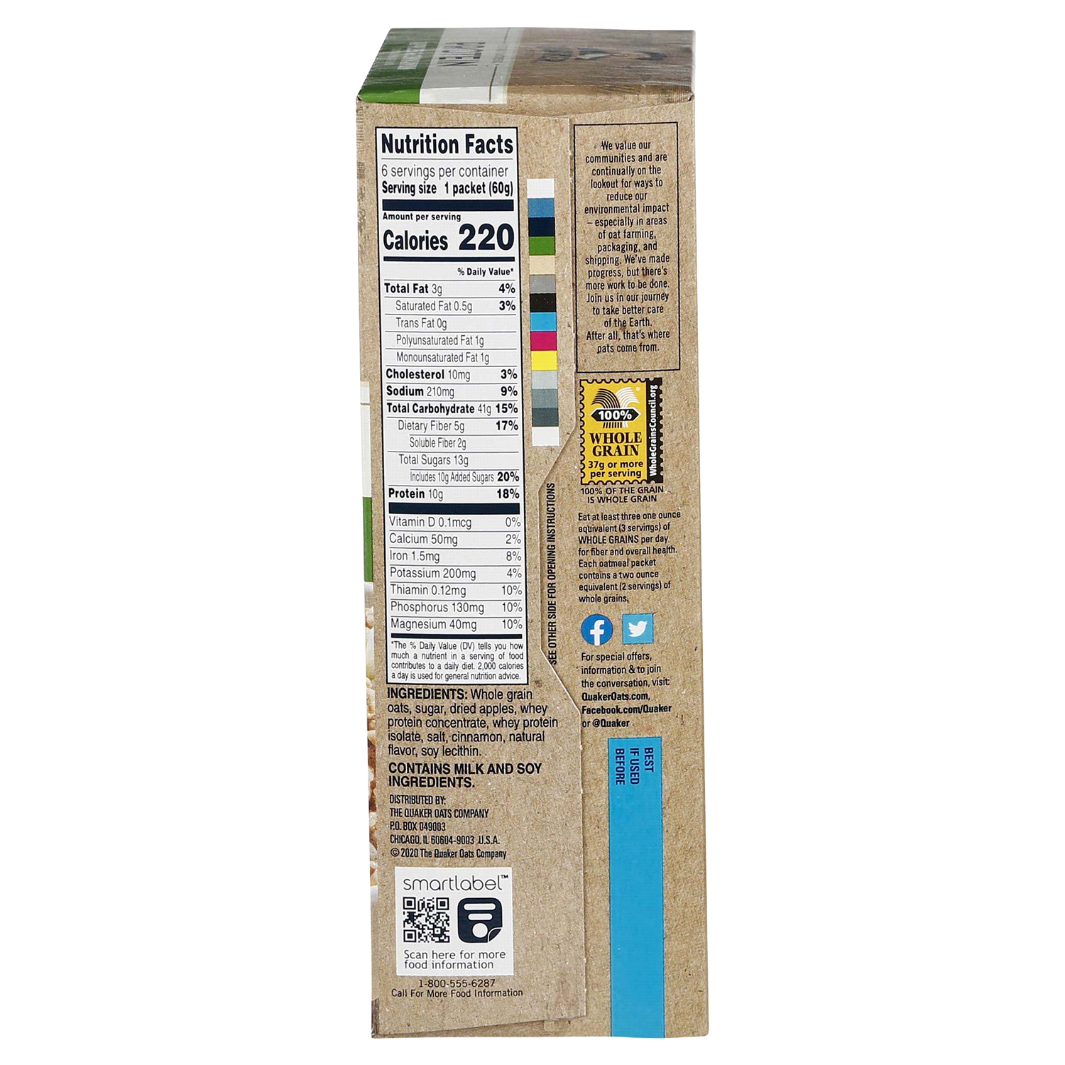 slide 3 of 3, Quaker Protein Instant Oatmeal Apples & Cinnamon Flavor 2.11 Oz 6 Count, 6 ct