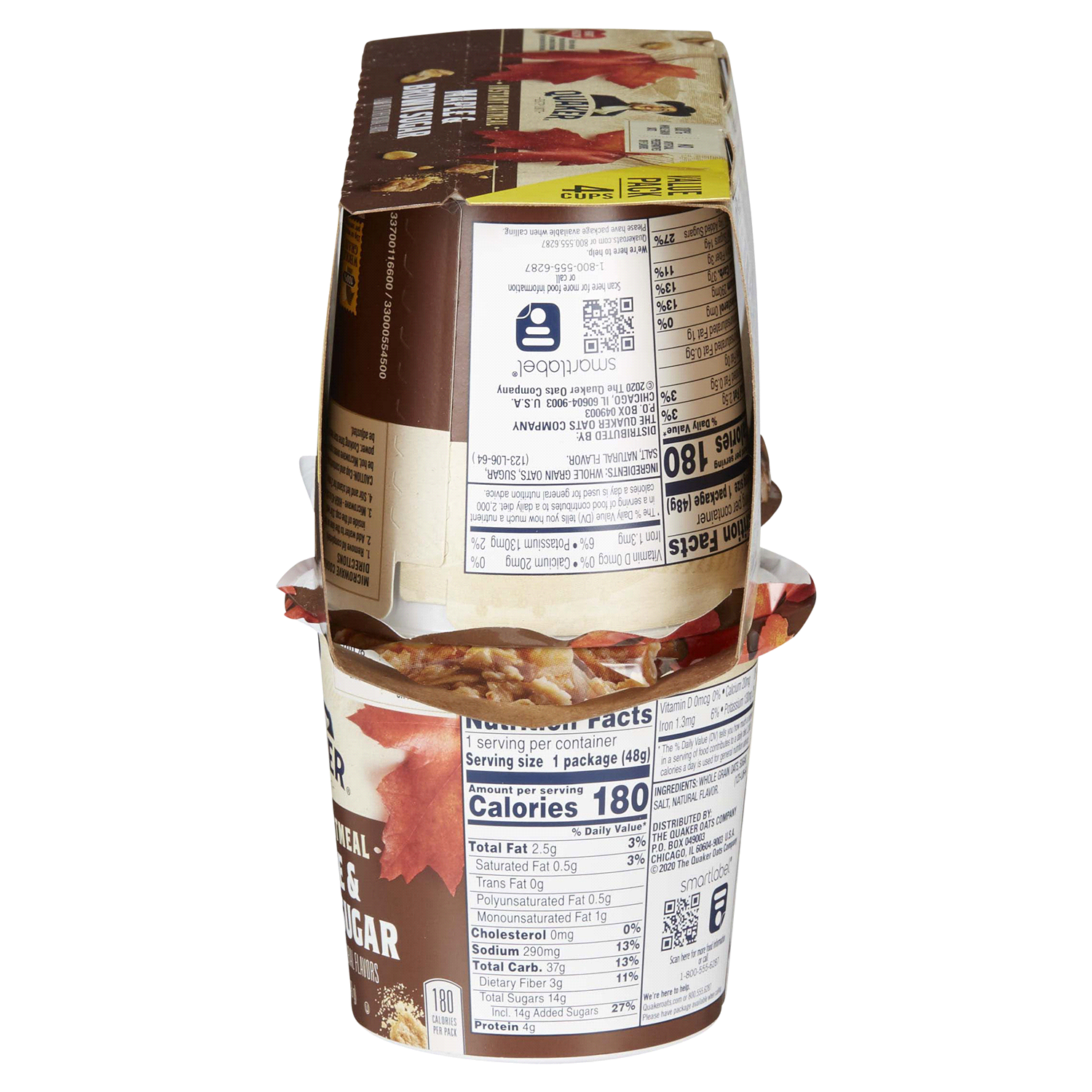 slide 3 of 5, Quaker Instant Oatmeal Maple & Brown Sugar 6.7 Oz 4 Count Cup, 4 ct