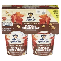 Quaker Instant Oatmeal Maple & Brown Sugar 6.7 Oz 4 Count Cup
