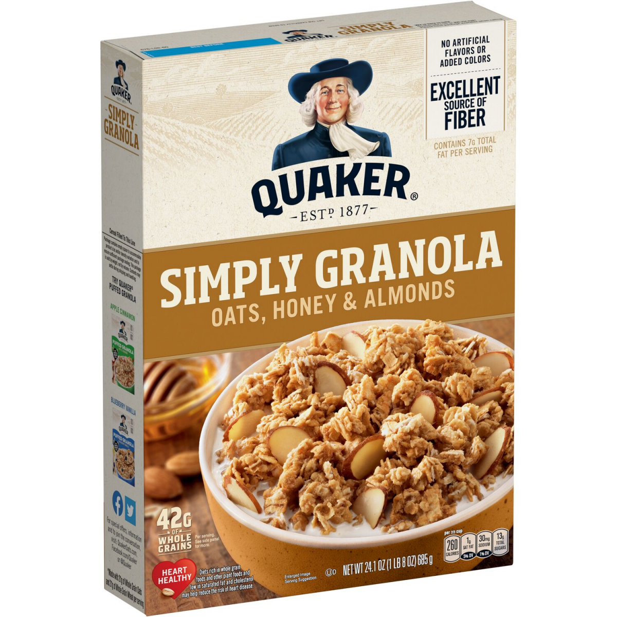 slide 2 of 2, Quaker Simply Granola, Oats, Honey & Almonds, 24.1 oz
