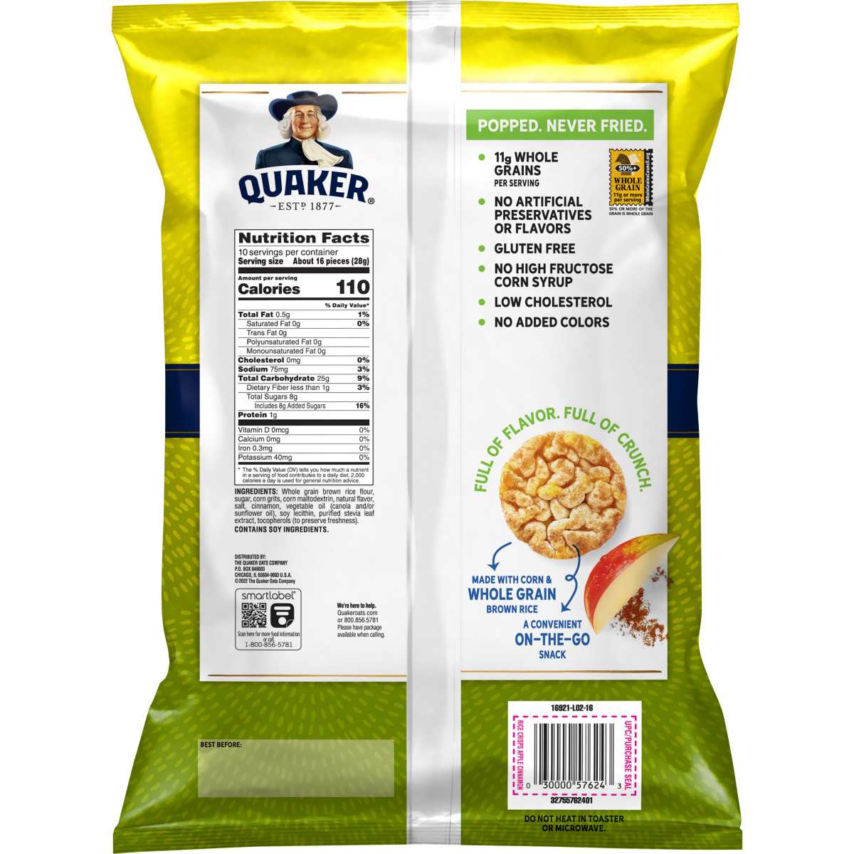 slide 2 of 2, Quaker Rice Crisps Apple Cinnamon 9.8 Oz, 9.8 oz