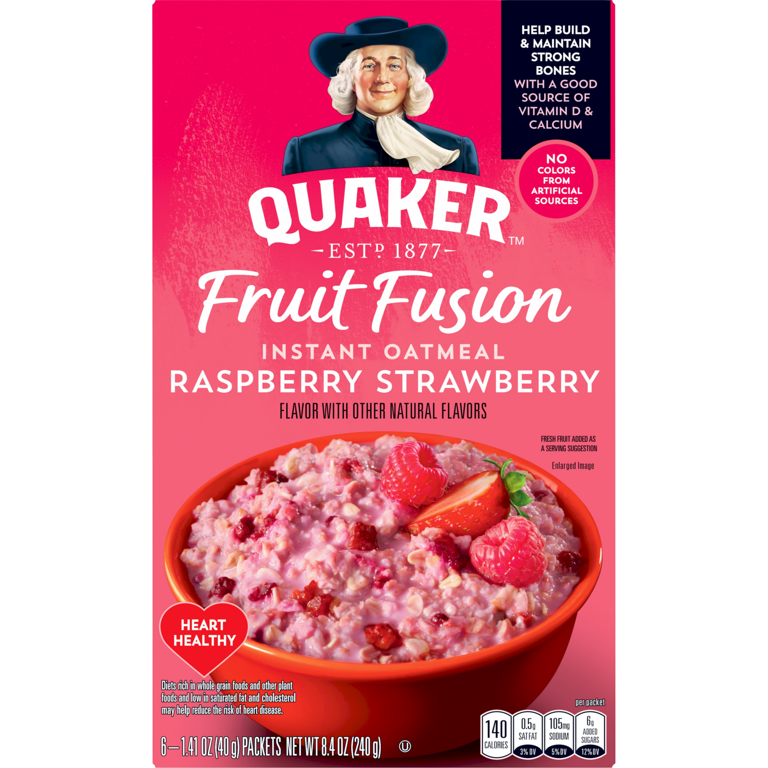 slide 1 of 2, Quaker Instant Oatmeal, Raspberry Strawberry, 1.41 oz