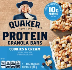 Quaker Protein Granola Bars Cookies & Cream 7 Oz 5 Count
