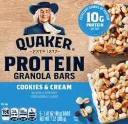 Quaker Protein Granola Bars Cookies & Cream 7 Oz 5 Count