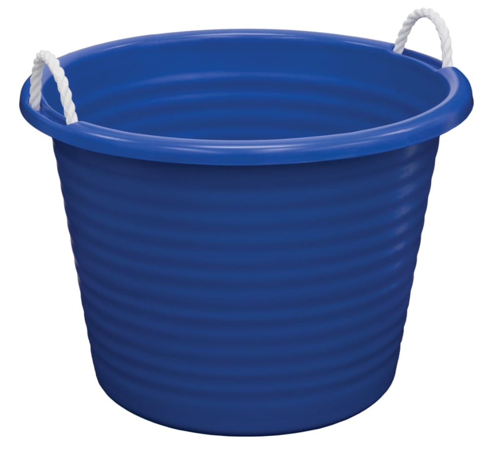 slide 1 of 1, United Plastics United Comb And Novelty Blue Rope Handle Tub, 17 gal